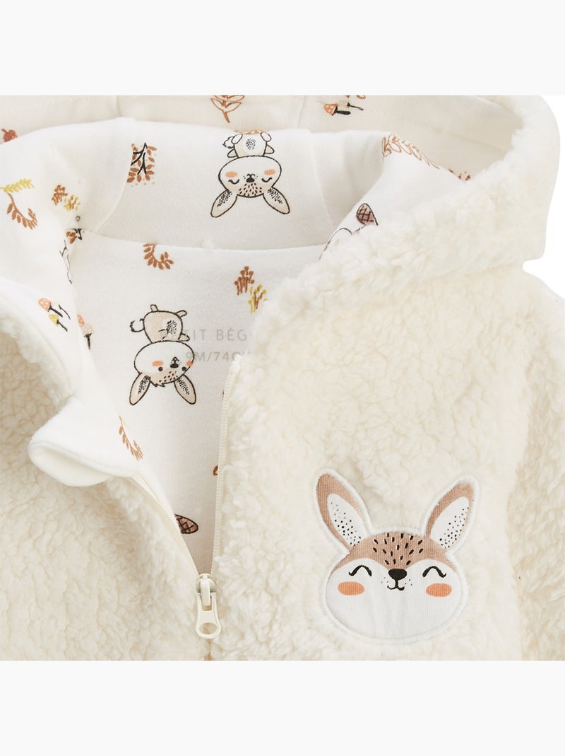 Veste à capuche zippé bébé en sherpa Chou lapinou Ecru - Kiabi