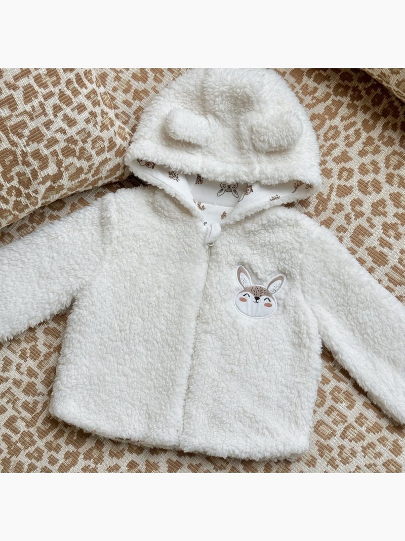 Veste à capuche zippé bébé en sherpa Chou lapinou Ecru - Kiabi