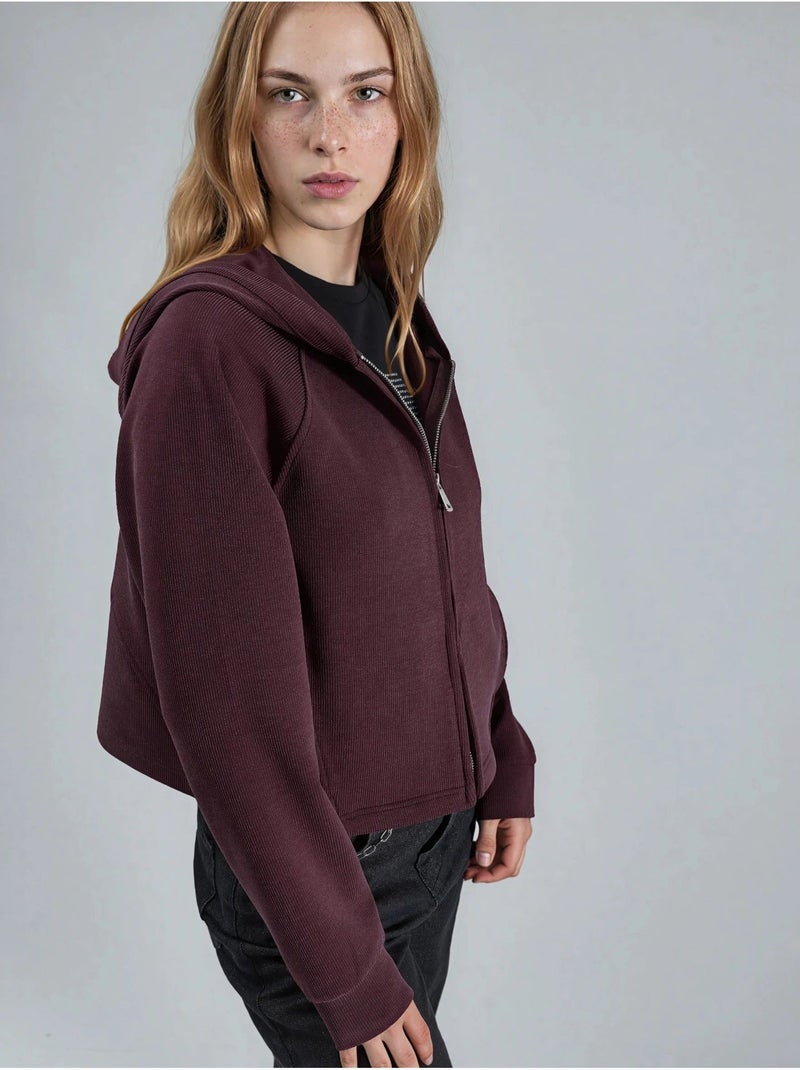 Veste à capuche zippée avec détails élastiques busem Rouge bordeaux - Kiabi