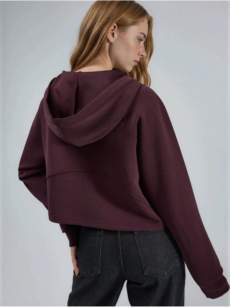 Veste à capuche zippée avec détails élastiques busem Rouge bordeaux - Kiabi