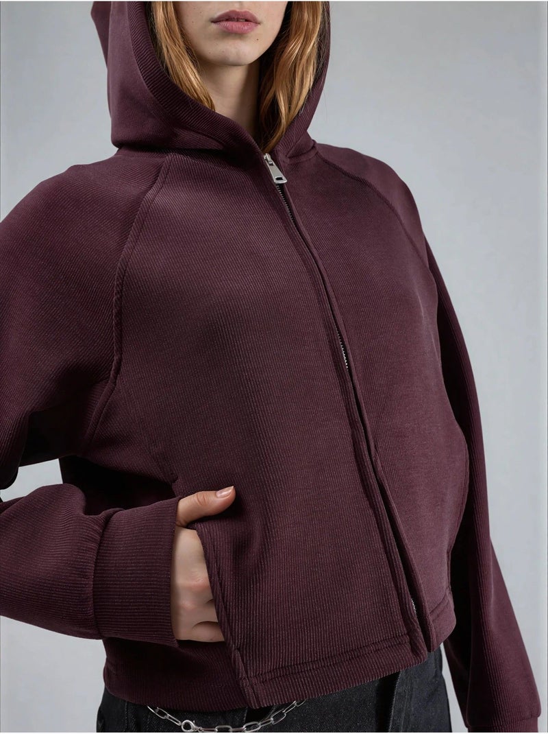 Veste à capuche zippée avec détails élastiques busem Rouge bordeaux - Kiabi