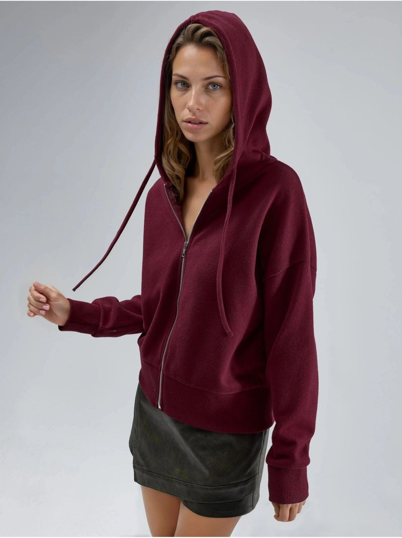 Veste à capuche zippée avec poches busem Rouge bordeaux - Kiabi