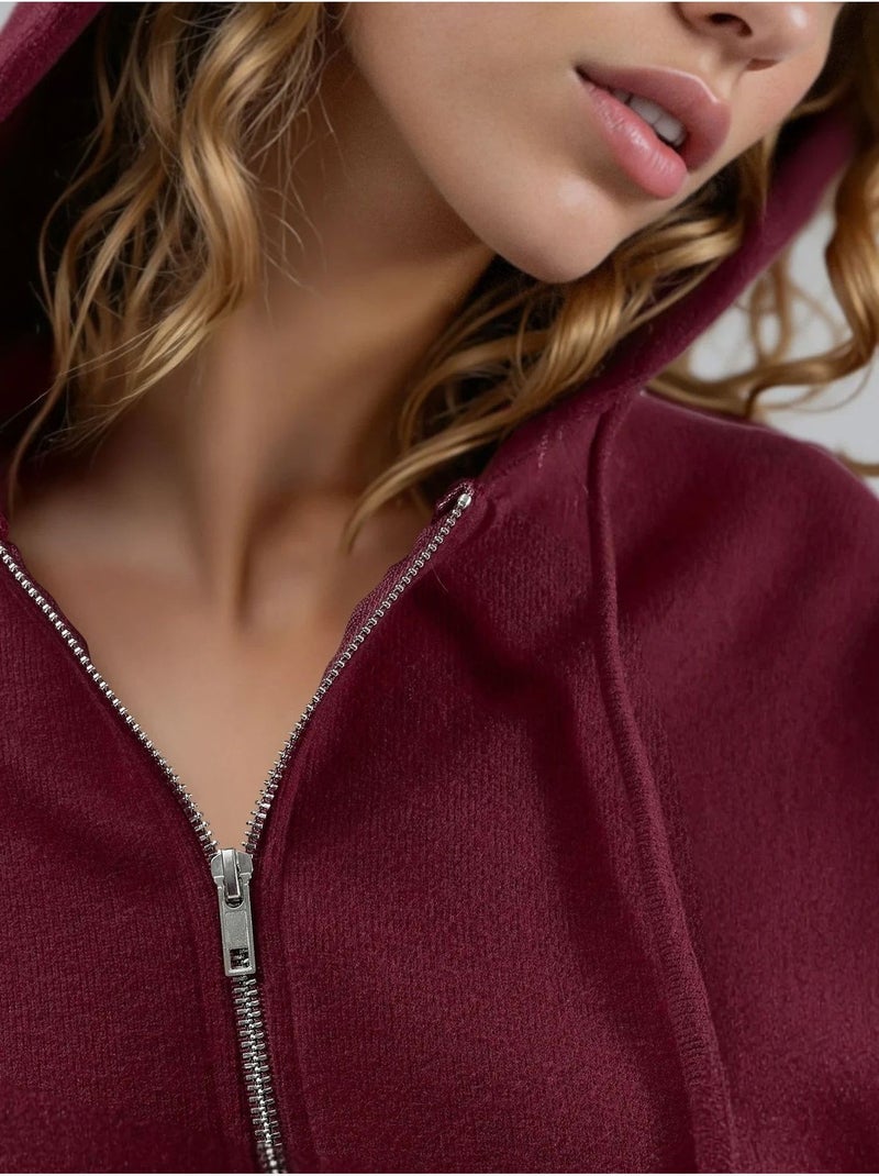 Veste à capuche zippée avec poches busem Rouge bordeaux - Kiabi