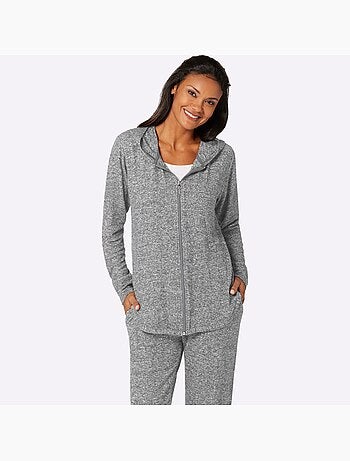 Veste à capuche zippée effet chiné en tricot et manches longues - taille standard - witt