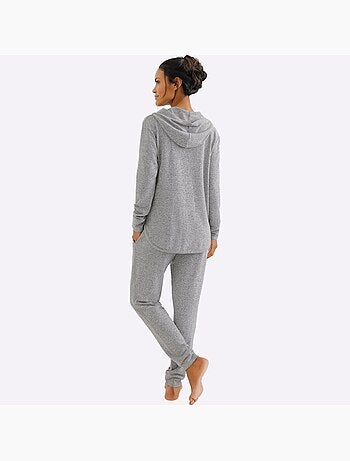 Veste à capuche zippée effet chiné en tricot et manches longues - taille standard - witt