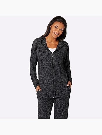 Veste à capuche zippée effet chiné en tricot et manches longues - taille standard - witt
