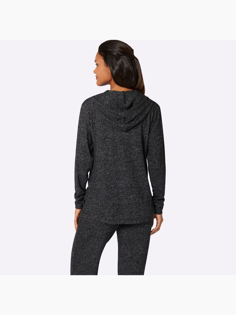 Veste à capuche zippée effet chiné en tricot et manches longues - taille standard - witt Noir Gris anthracite - Kiabi