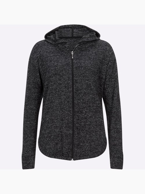 Veste à capuche zippée effet chiné en tricot et manches longues - taille standard - witt - Kiabi