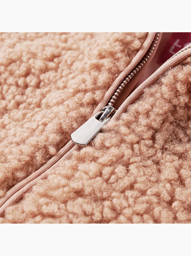 Veste à capuche zippée en fausse fourrure - vidaxl Marron - Kiabi