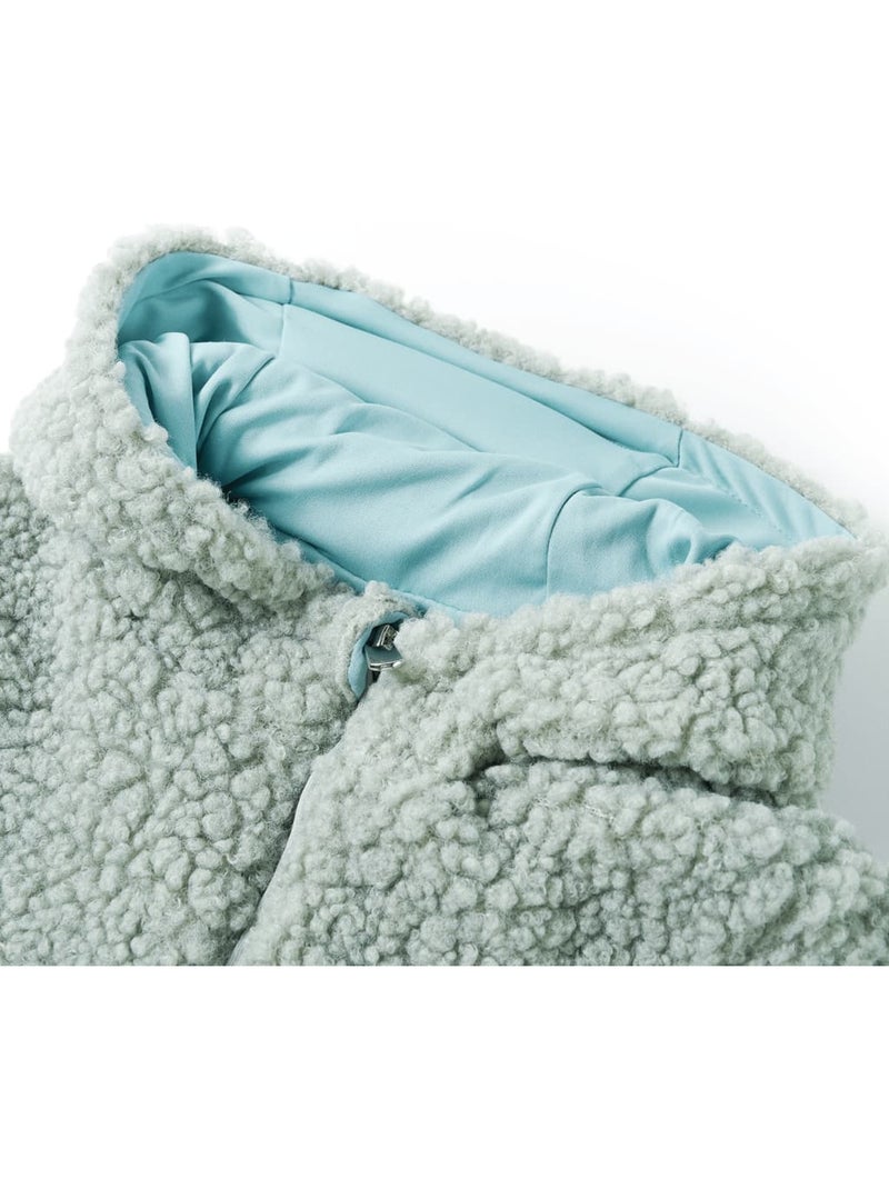 Veste à capuche zippée en fausse fourrure - vidaxl Vert - Kiabi