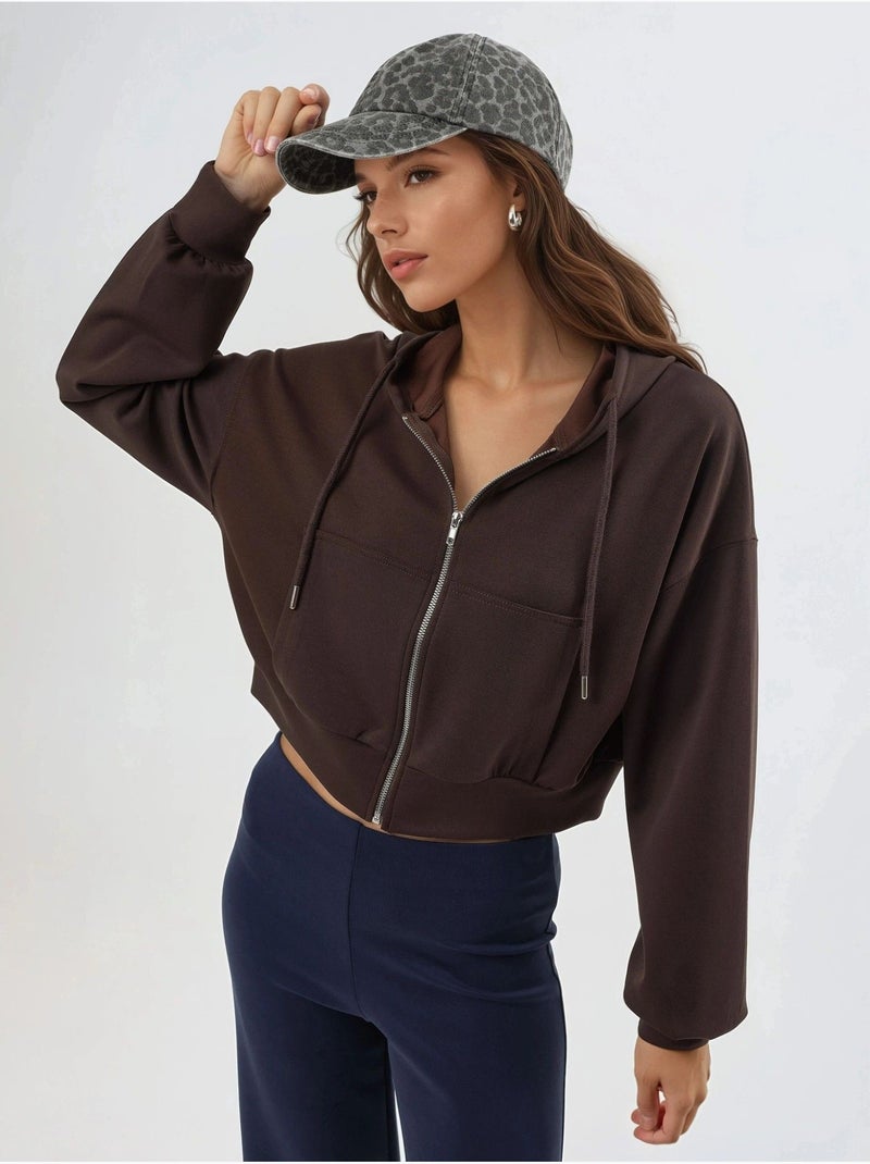 Veste à capuche zippée et coupe décontractée busem Marron foncé - Kiabi