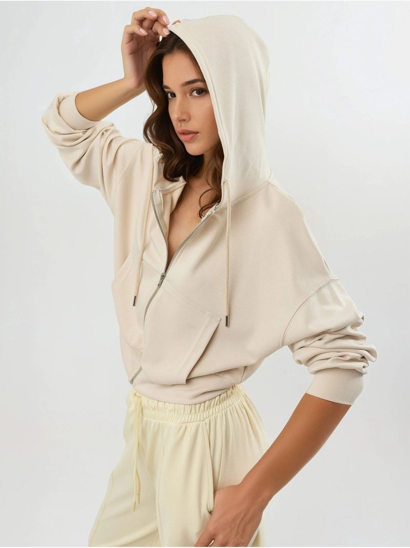Veste à capuche zippée et coupe décontractée busem Sable - Kiabi