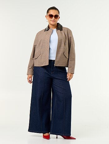 Veste à carreaux avec col vinyle