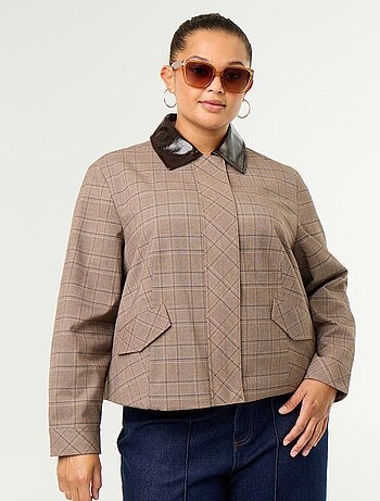 Veste à carreaux avec col vinyle