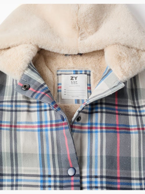 Veste à carreaux avec doublure en peluche douce synthétique - Kiabi
