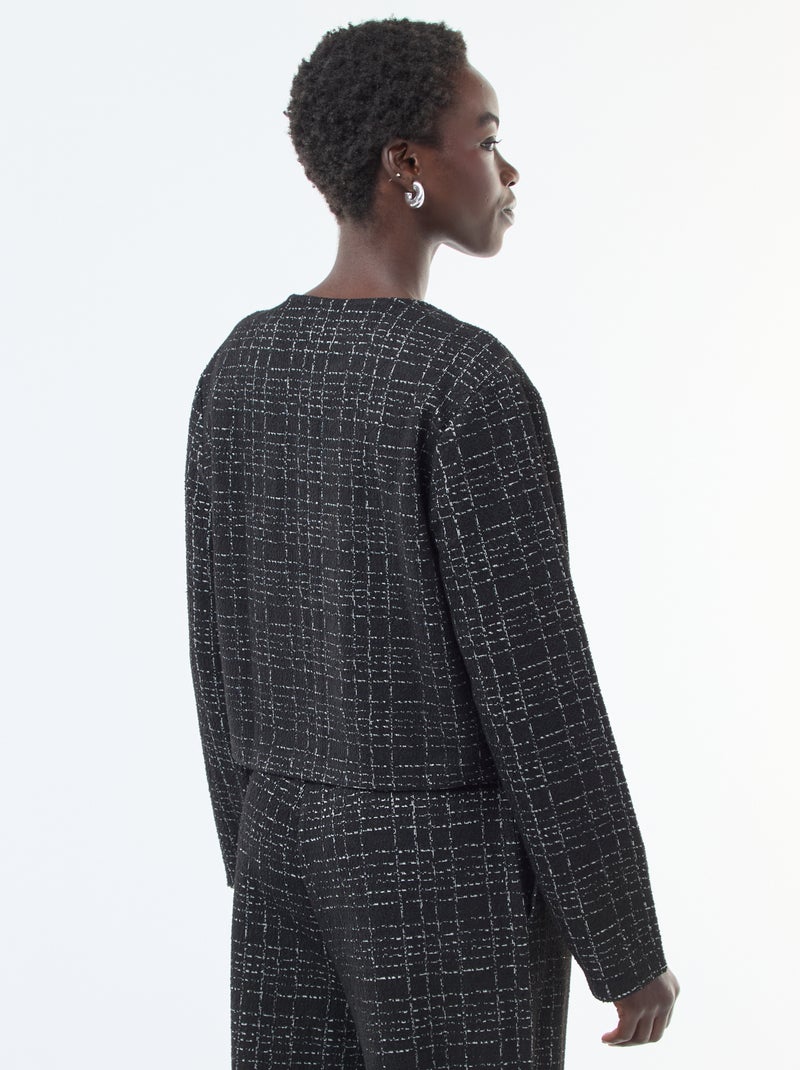 Veste à carreaux 'JDY' avec poches à rabat Noir - Kiabi