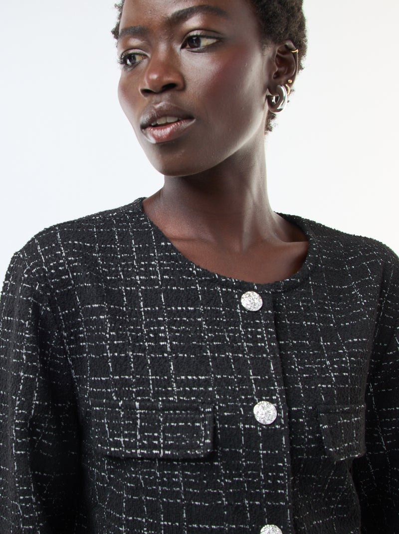 Veste à carreaux 'JDY' avec poches à rabat Noir - Kiabi