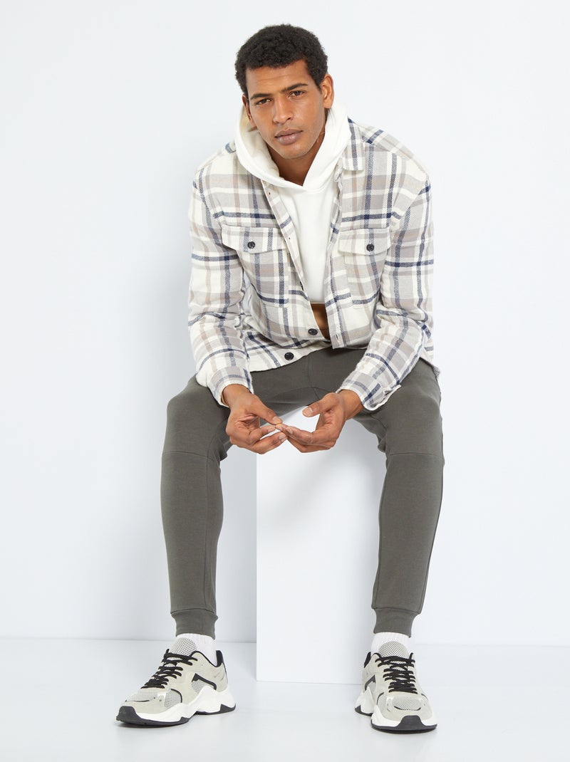 Veste à carreaux style surchemise blanc - Kiabi