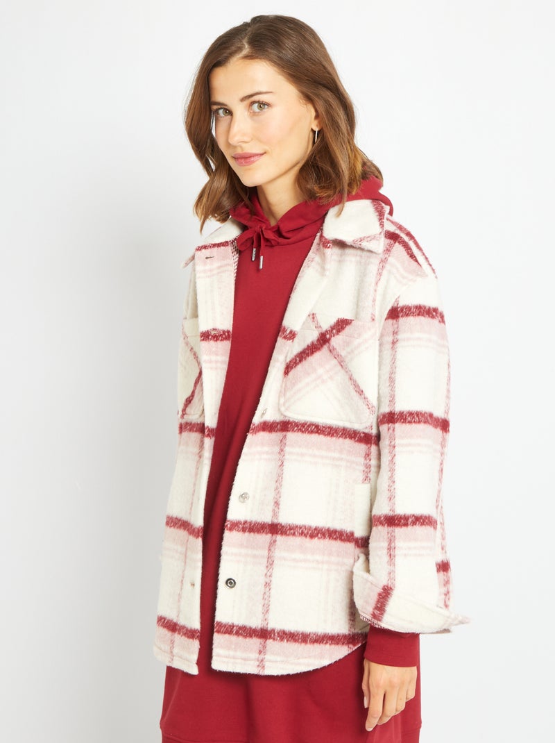Veste à carreaux style surchemise Rose - Kiabi