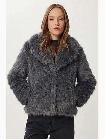 Veste à col châle en fausse fourrure istanbul