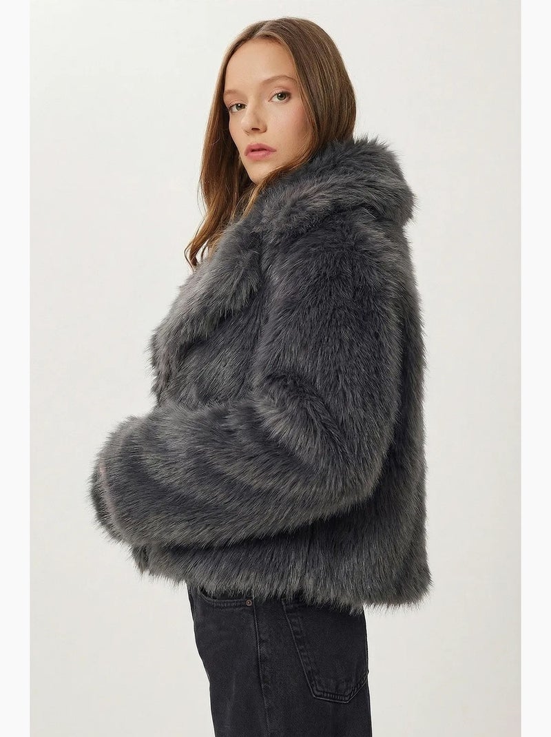 Veste à col châle en fausse fourrure istanbul Gris - Kiabi