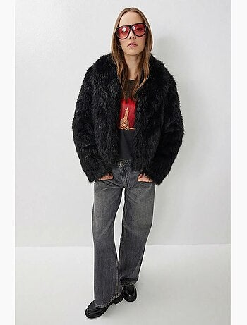 Veste à col châle en fausse fourrure istanbul