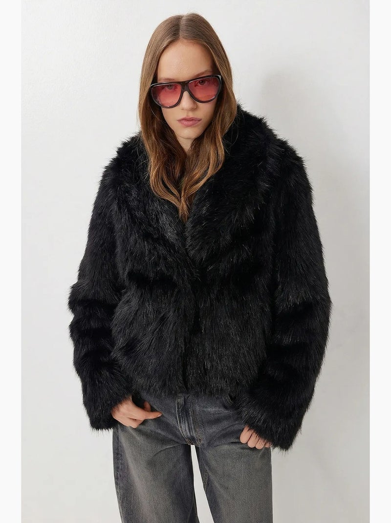 Veste à col châle en fausse fourrure istanbul Noir - Kiabi
