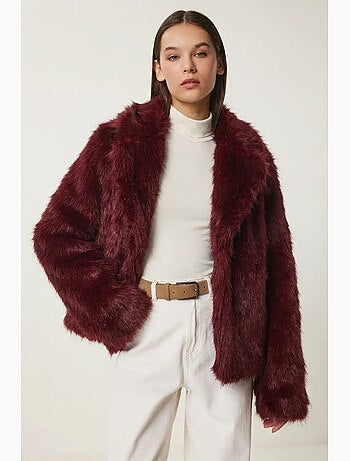 Veste à col châle en fausse fourrure istanbul