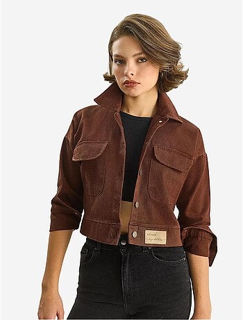 Veste à col chemise boutonnée en gabardine lucci