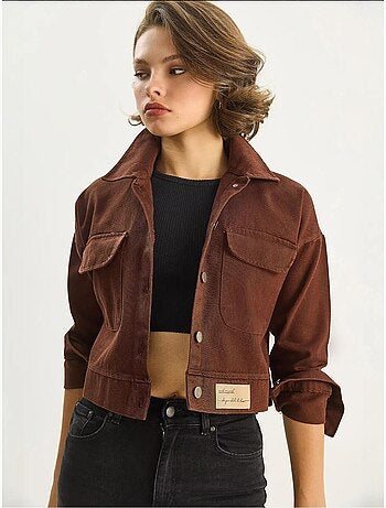 Veste à col chemise boutonnée en gabardine lucci