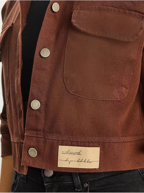 Veste à col chemise boutonnée en gabardine lucci - Kiabi Veste à col chemise boutonnée en gabardine lucci - Kiabi