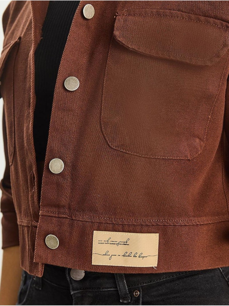 Veste à col chemise boutonnée en gabardine lucci Marron foncé - Kiabi