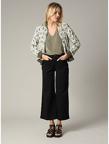 Veste à manches longues imprimé ethnique avec col teddy et fermeture zip 'Deeluxe'