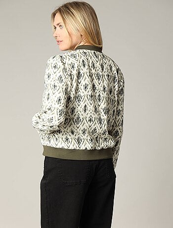 Veste à manches longues imprimé ethnique avec col teddy et fermeture zip 'Deeluxe'