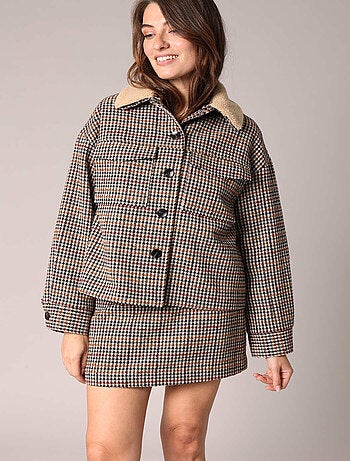 Veste à motif pied-de-poule 'Deeluxe'