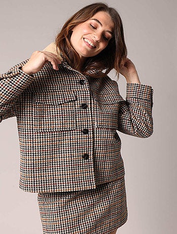 Veste à motif pied-de-poule 'Deeluxe'