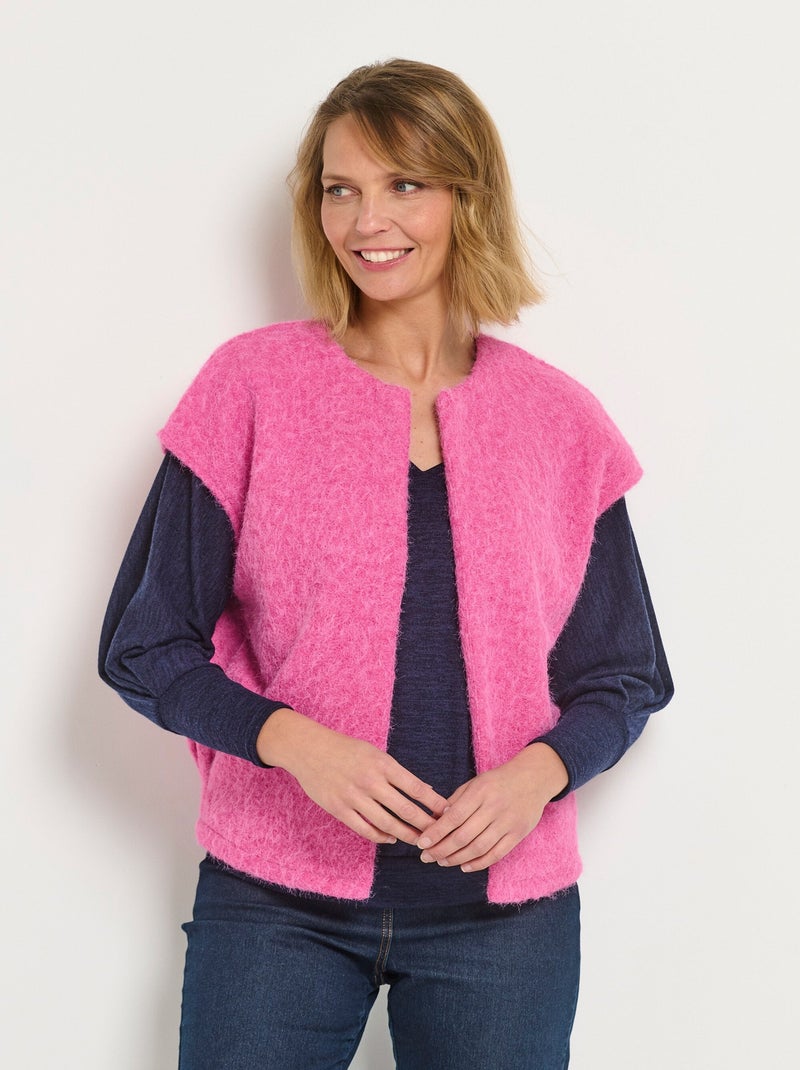 Veste aspect laineux sans manches Rose fushia - Kiabi
