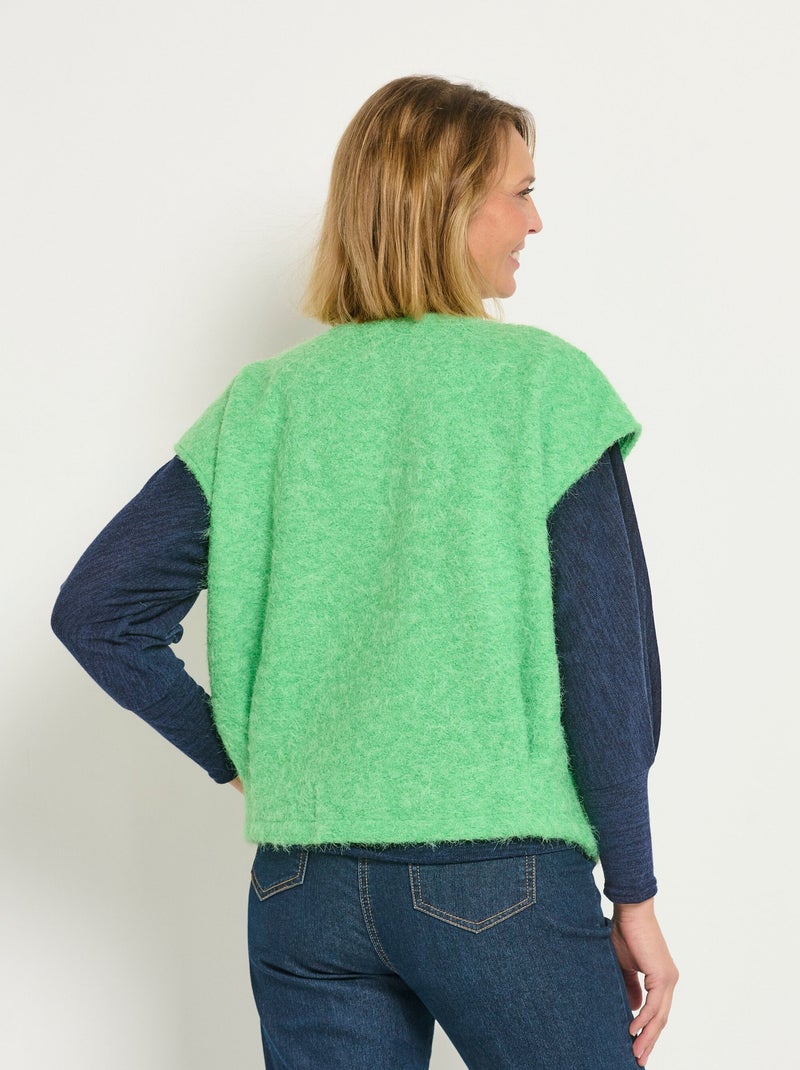 Veste aspect laineux sans manches Vert - Kiabi