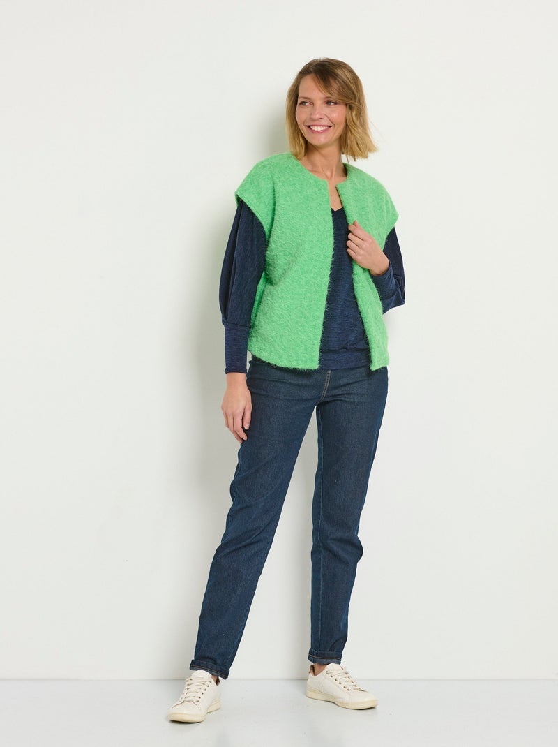 Veste aspect laineux sans manches Vert - Kiabi