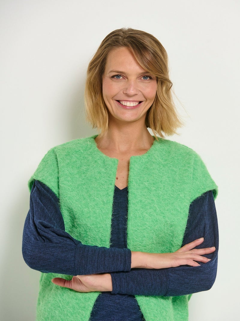 Veste aspect laineux sans manches Vert - Kiabi