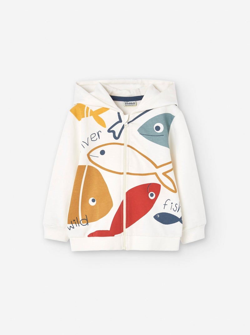Veste avec Capuche Blanc Ecru - Kiabi