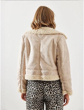 Veste aviateur courte en simili cuir lucci