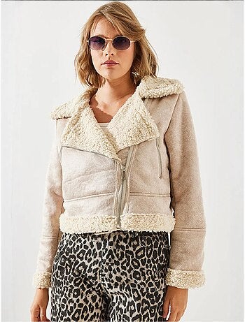 Veste aviateur courte en simili cuir lucci