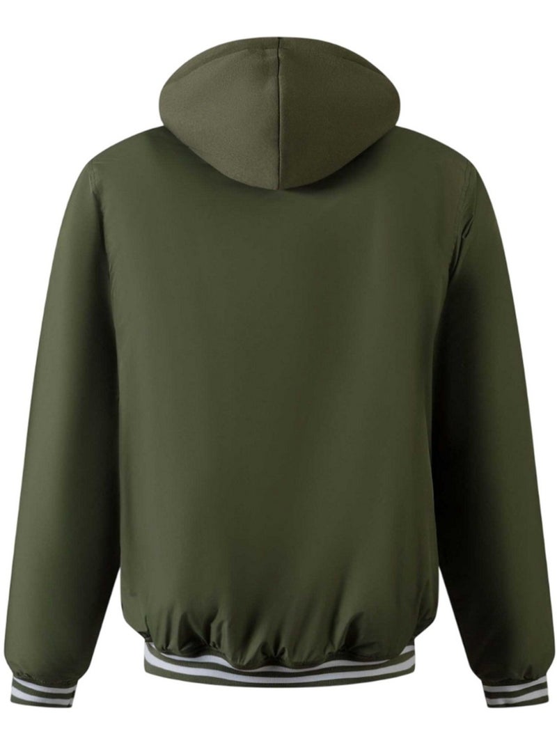 Veste baseball motif/style rayures contrastées - minoti Vert kaki - Kiabi
