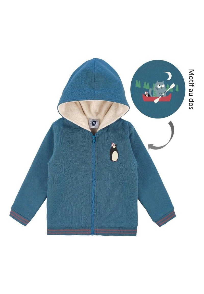 Veste Bébé Bio Doublée à Capuche Bleu - Kiabi