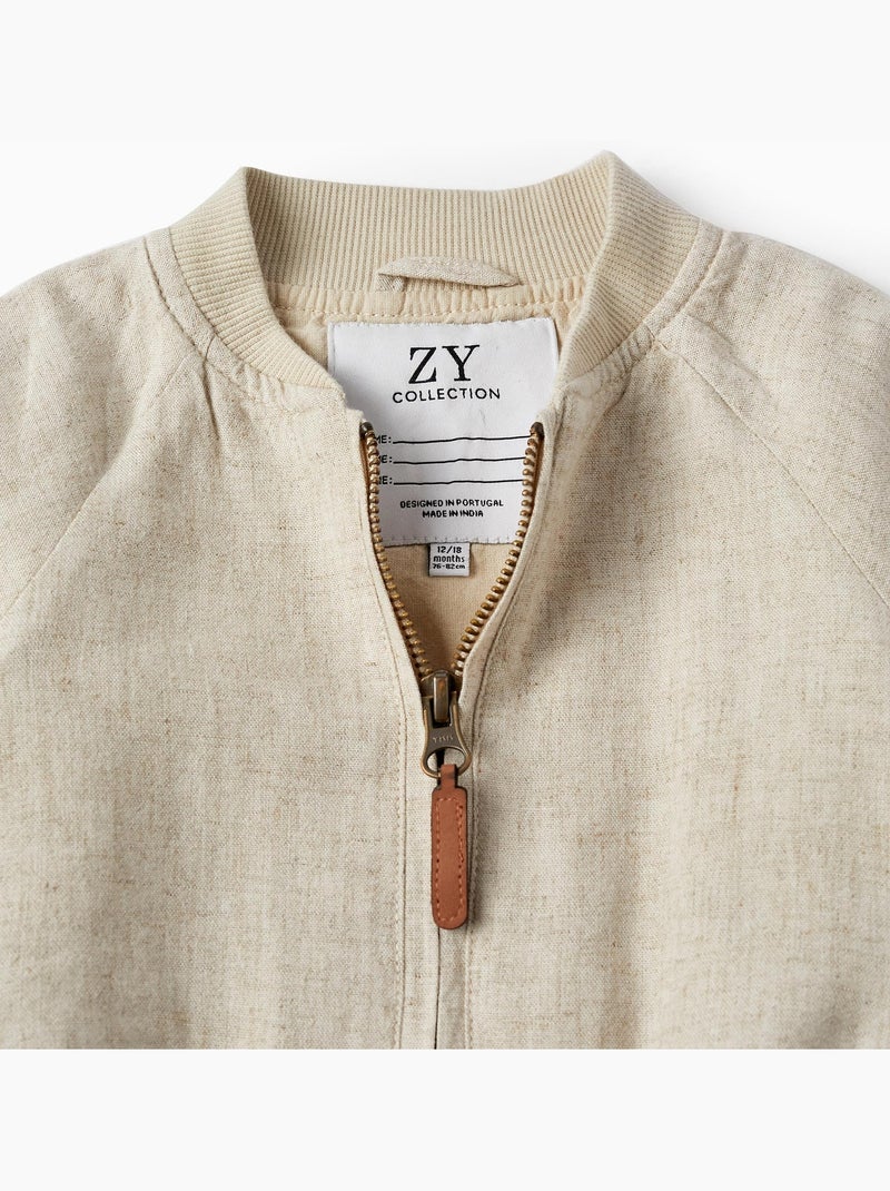 Veste beige de style bomber pour bébé garçon. Matière en mélange de lin et viscose CÉRÉMONIE Beige - Kiabi