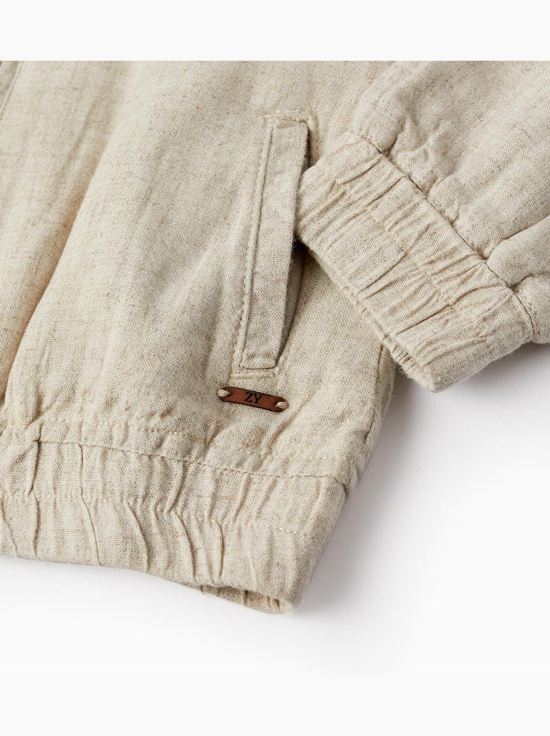 Veste beige de style bomber pour bébé garçon. Matière en mélange de lin et viscose CÉRÉMONIE Beige - Kiabi