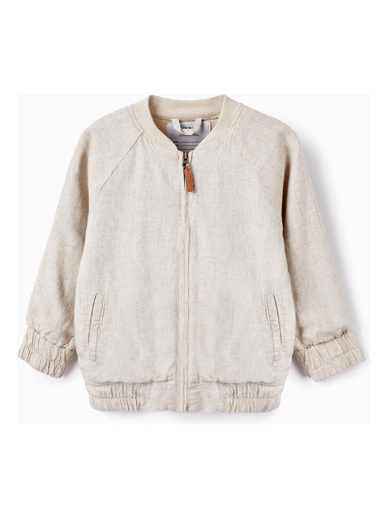 Veste beige de style bomber pour garçon. Matière en mélange de lin et viscose MATISSE Beige - Kiabi