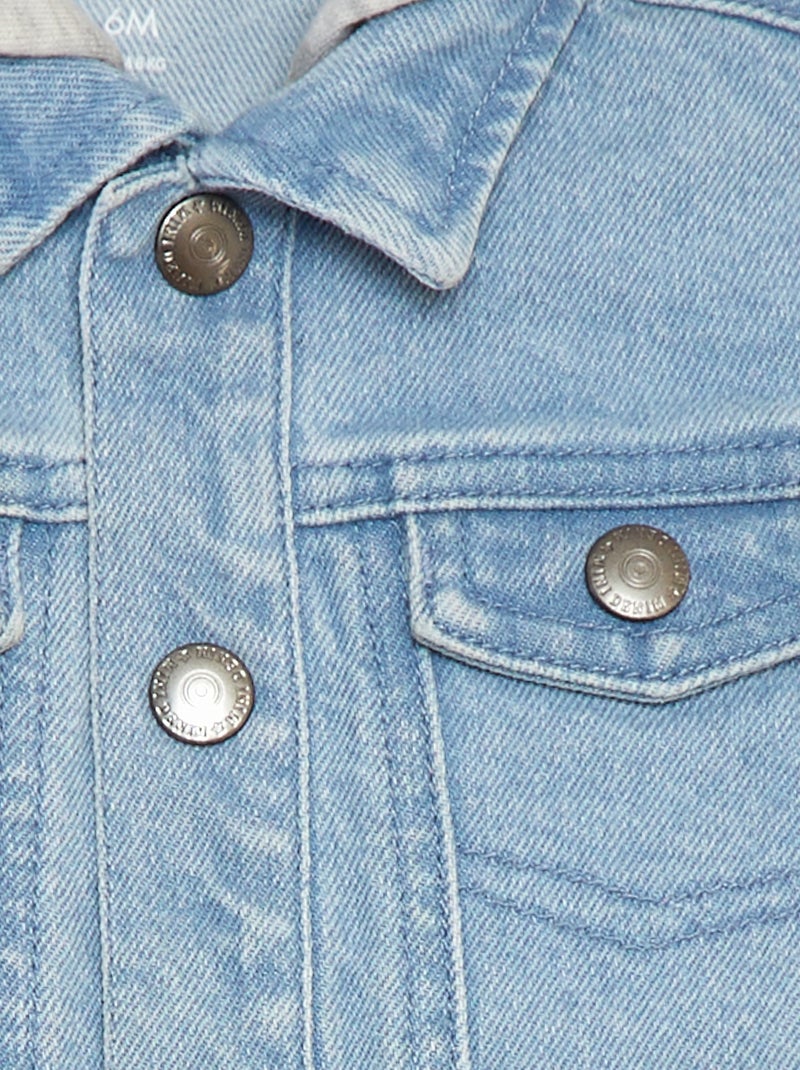 Veste bi-matière en denim et molleton BLEU - Kiabi