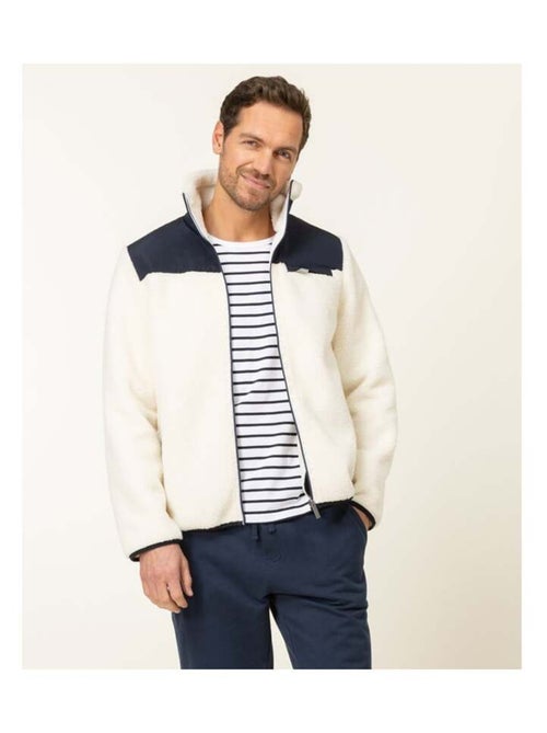 Veste bi-matière Homme sherpa blanc cassé - Kiabi